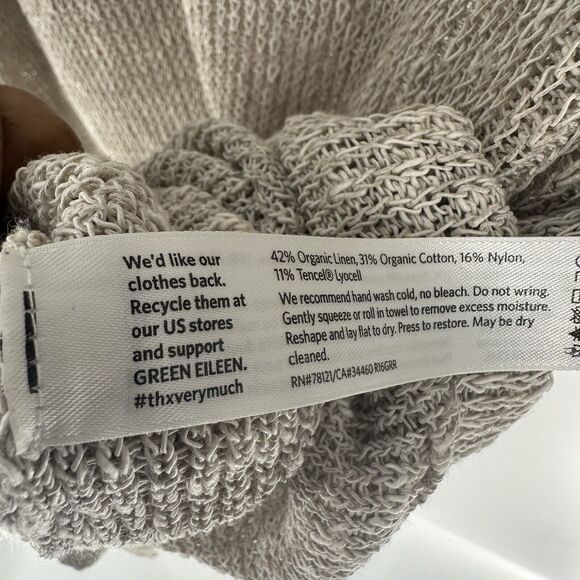 Eileen Fisher Sweater Womens Large Open Knit Linen Tunic Cover Up Beach Coastal - Picture 12 of 12